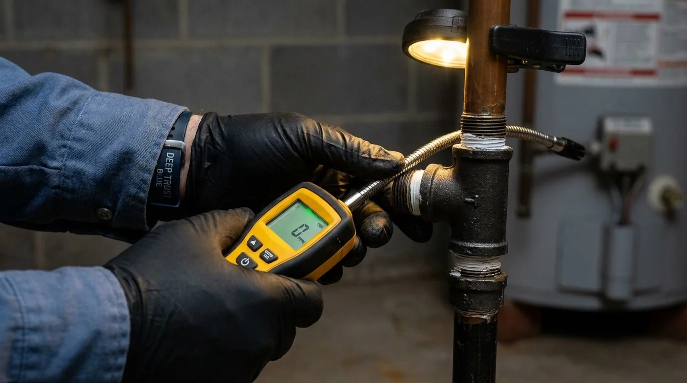 Gas leak detection with electronic sniffer by Johns Plumbing LLC in Baltimore